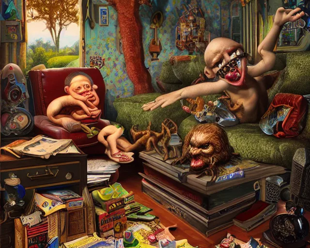 Image similar to robert williams todd schorr mark ryden highly detailed 3 - d environment octane render