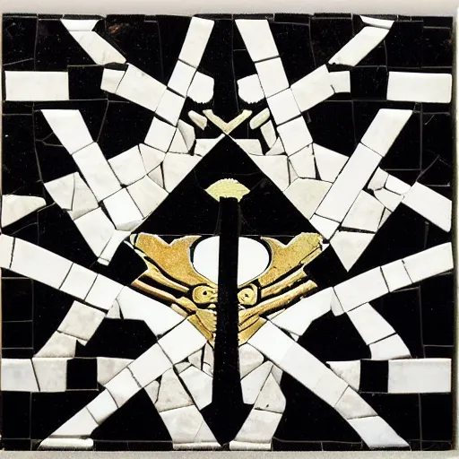 Image similar to punisher symbol in the form of a masonic tile floor mosaic in the form of punisher symbol in masonic temple