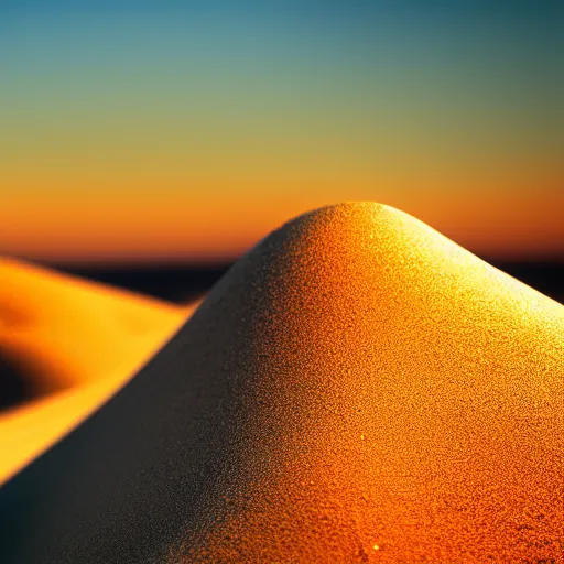 Image similar to sand dunes with a sand worm, worm, golden hour, sunset, dune, photo, photography, hyper realistic, cinematic, god rays, bokeh