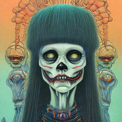 Prompt: original jean giraud art painting, pastel goth aesthetic, creepy kawaii, psychedelic, sabbas apterus