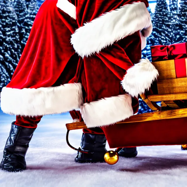 Image similar to drunk santa crashing his sleigh, highly detailed, 8 k, hdr, close up, smooth, sharp focus, high resolution, award - winning photo