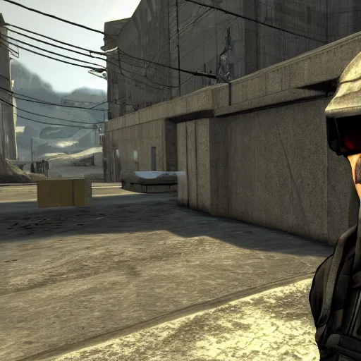 Image similar to solid snake in half life 2, game screenshot