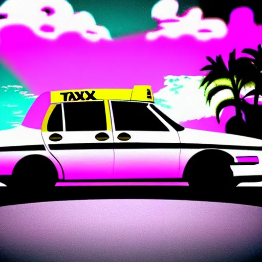 Prompt: taxi, vaporwave