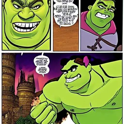 Prompt: the hulk as shrek the ogre