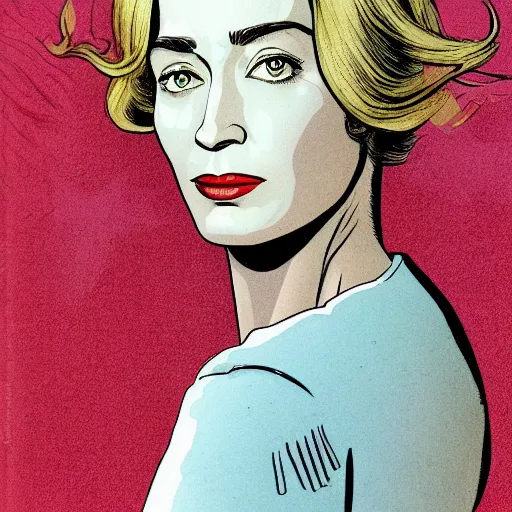 Prompt: emily blunt retro minimalist portrait by jean giraud, moebius starwatcher comic, 8 k