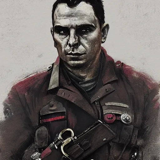 Image similar to portrait of a spanish anarcho - syndicalist buenaventura durruti, colourised, face portrait, epic, tragic, military art, fantasy, dieselpunk, hd shot, digital portrait, beautiful, artstation, comic style, by artgerm, guy denning, jakub rozalski, magali villeneuve and charlie bowater