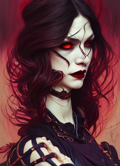 Image similar to hyper detailed ultra sharp painting of a elite vampire count. trending on artstation, warpaint aesthetic, darkwave, gothic, eerie, ornate, intricate, digital painting, concept art, smooth, sharp focus, illustration, art by artgerm and james jean, gilleard james and alphonse mucha, 8 k