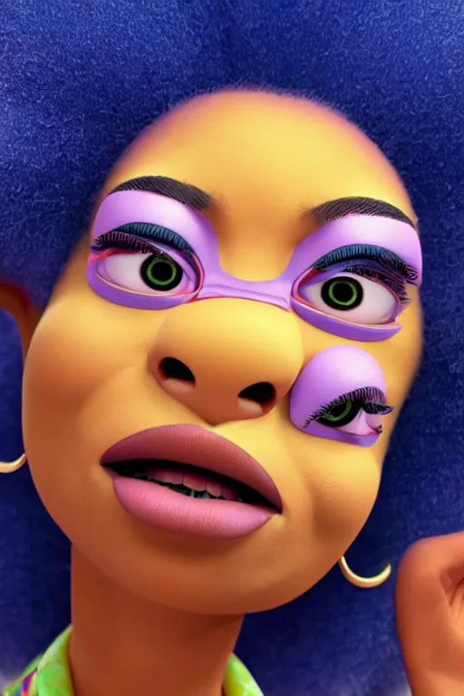 Image similar to a centered render of a groovy super cool afro disco female, by dreamworks, by pixar, by viktoria gavrilenko, by leticia gillett, perfect face, 3 d, 8 k