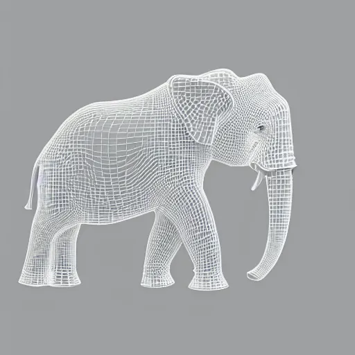 Prompt: 3 d wireframe of an elephant, white background