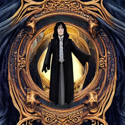 Prompt: Severus Snape depicted as a muppet, fantasy, intricate, ornate, Hyperdetailed, digital art, behance, artstation, smooth, sharp focus, bokeh, illustration, digital painting, elegant, symmetrical