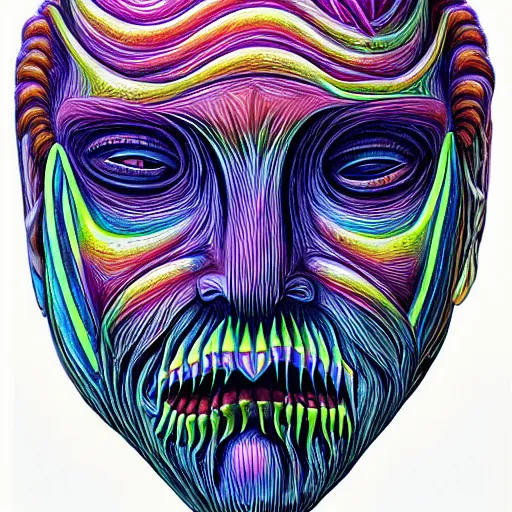 Prompt: monster mask by alex grey