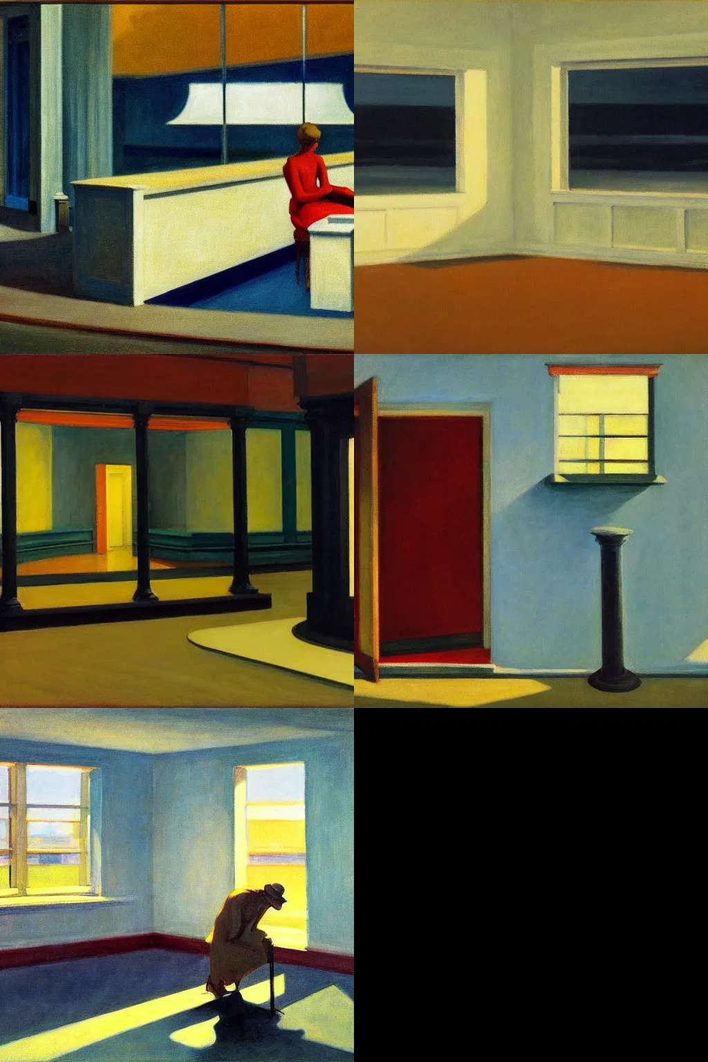 Prompt: A liminal space painted by Edward Hopper