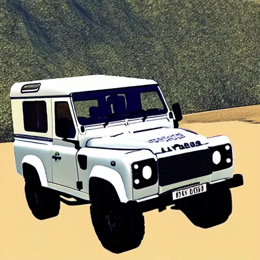 Image similar to “Blue Land Rover Defender. In the style of GTA 5.”