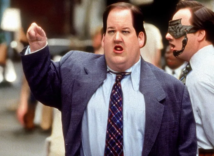 Prompt: !!!Kevin Malone!!! as Gordon Gecko in Wall Street 1987