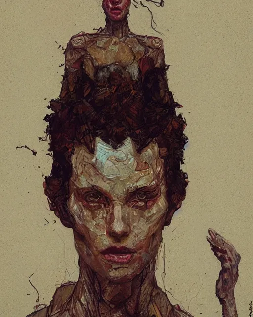 Prompt: portrait of a hive mind by greg rutkowski in the style of egon schiele