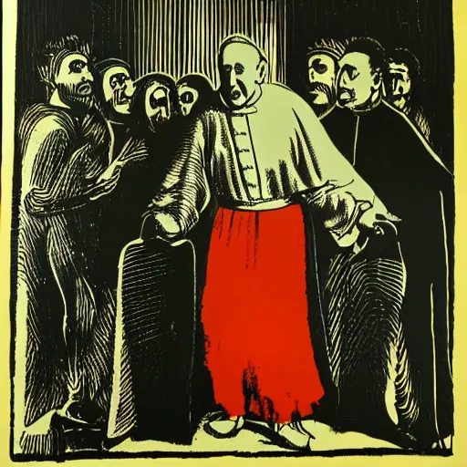 Image similar to individual screaming pope innocent x silk screen francis bacon