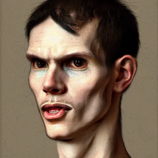 Image similar to A 17th century Baroque Painting of iDubbbz, grainy, realistic, hyperrealistic, very realistic, very very realistic, highly detailed, very detailed, extremely detailed, detailed, digital art, trending on artstation, detailed face, very detailed face, very detailed face, realism, HD Quality, 8k resolution, intricate details, body and head in frame, painting, oil painting, trending on deviantart, Baroque Painting