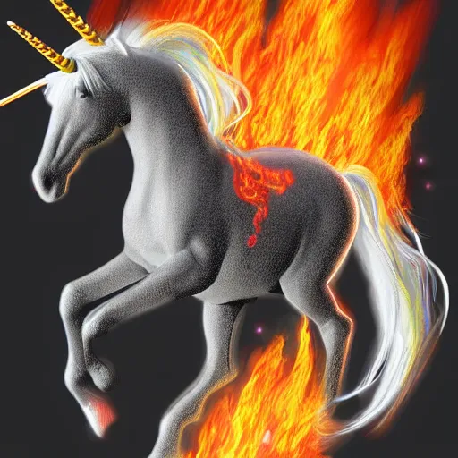 Prompt: a flaming unicorn digital art