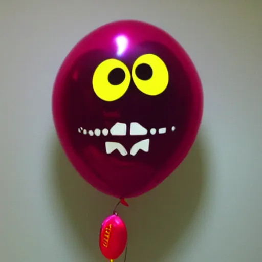 Image similar to scary balloon, balloon with eyes and a mouth, simple