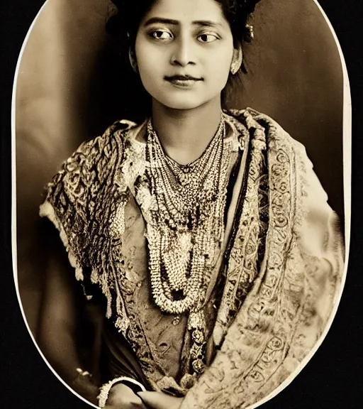 Image similar to vintage_portrait_photo_of_a_beautiful_beautifully_lit_nepalese_Victorian woman