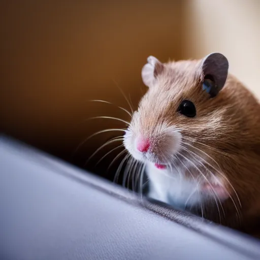 Prompt: detailed photo of a hamster sitting in a train, various poses, wide shot, unedited, daylight, dof, sharp focus, 8 k