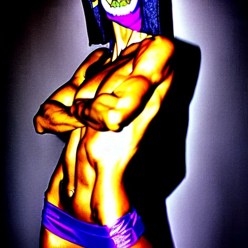 Image similar to glamour fashion modeling photo of skeletor