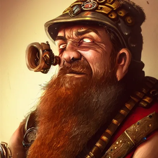 Prompt: a detailed portrait painting of the dwarf bardin goreksson vermintide 2 video game steampunk engineer, artstation, 8 k, fantasy