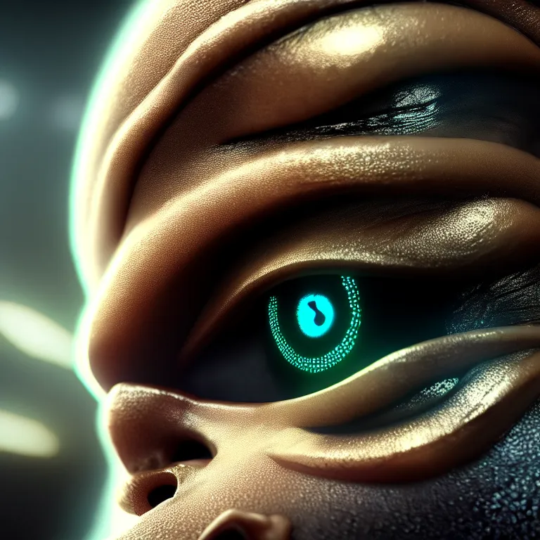Image similar to ultra realistic beautiful cyborg deity eyes closed, fantasy, intricate details, movie still, highly detailed, photorealistic, octane render, eerie, 8k