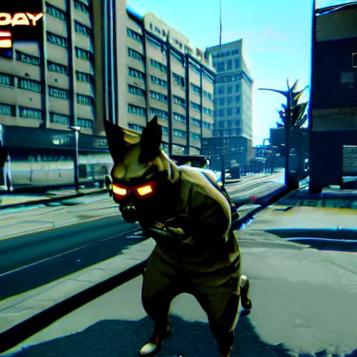 Prompt: screenshot from the pc game payday 2 ( max graphics settings ) demonstrating the fursuit unlock