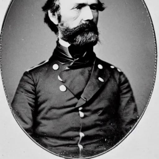 Image similar to A 1858 photo of General Pitzer - a union General known for his pipe that blew bubbles