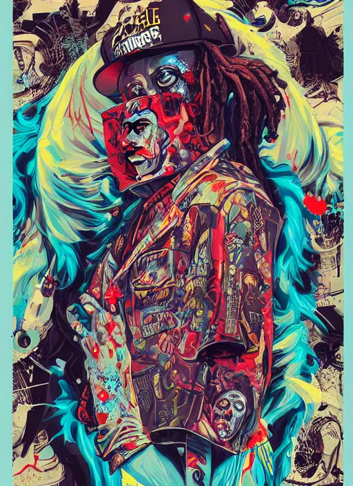 Prompt: zombie dreads full body hiphop streetwear drip, tristan eaton, victo ngai, artgerm, rhads, ross draws