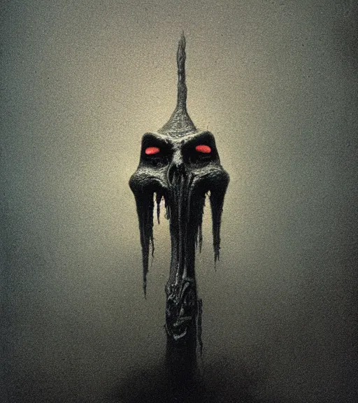 Prompt: creature bust, doom, zdislav beksinski, concept art, silhouette
