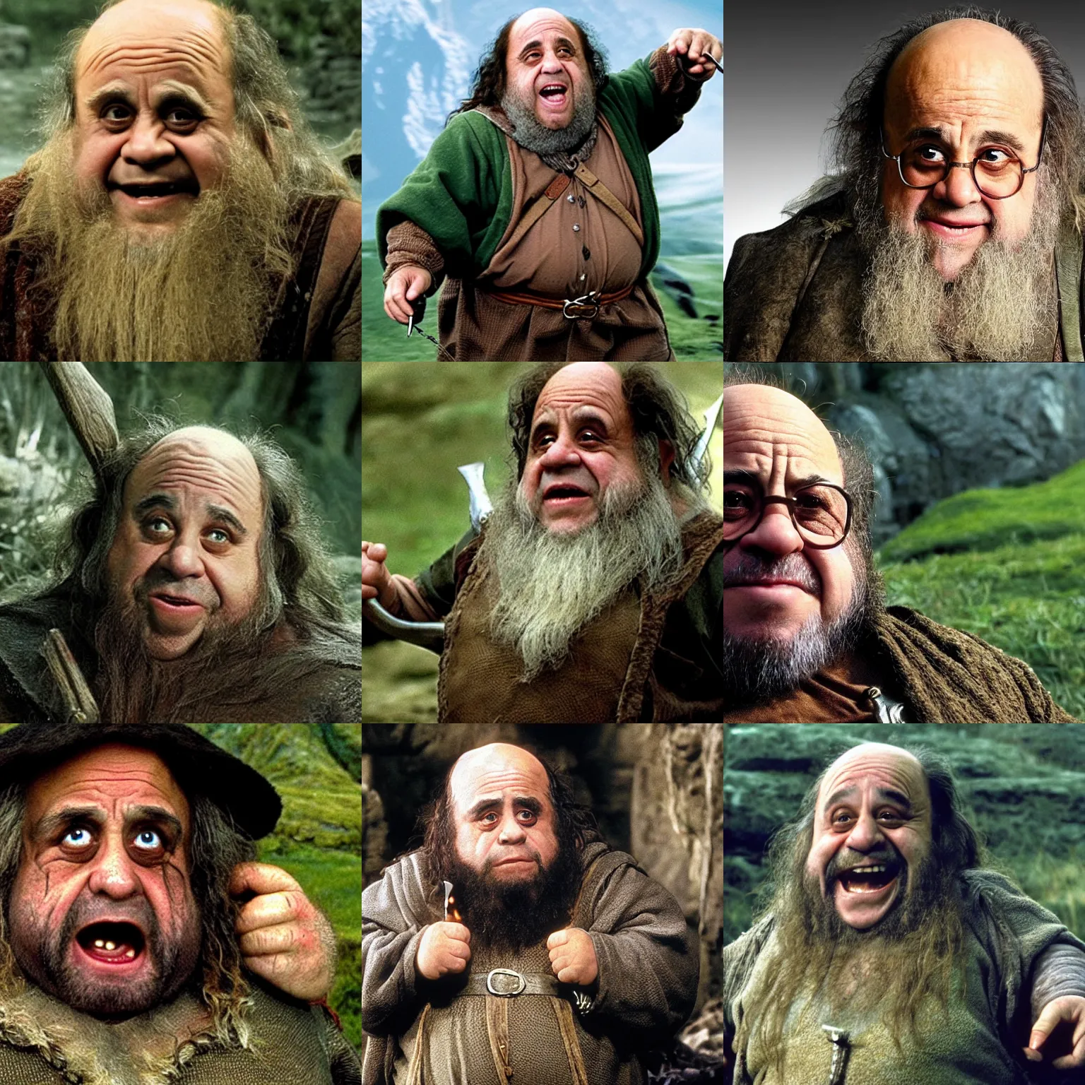 Prompt: Danny DeVito as a Dwarf in Lord of the Rings