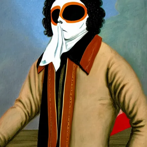 Image similar to painting of Isaac Newton as a masked mexican wrestler