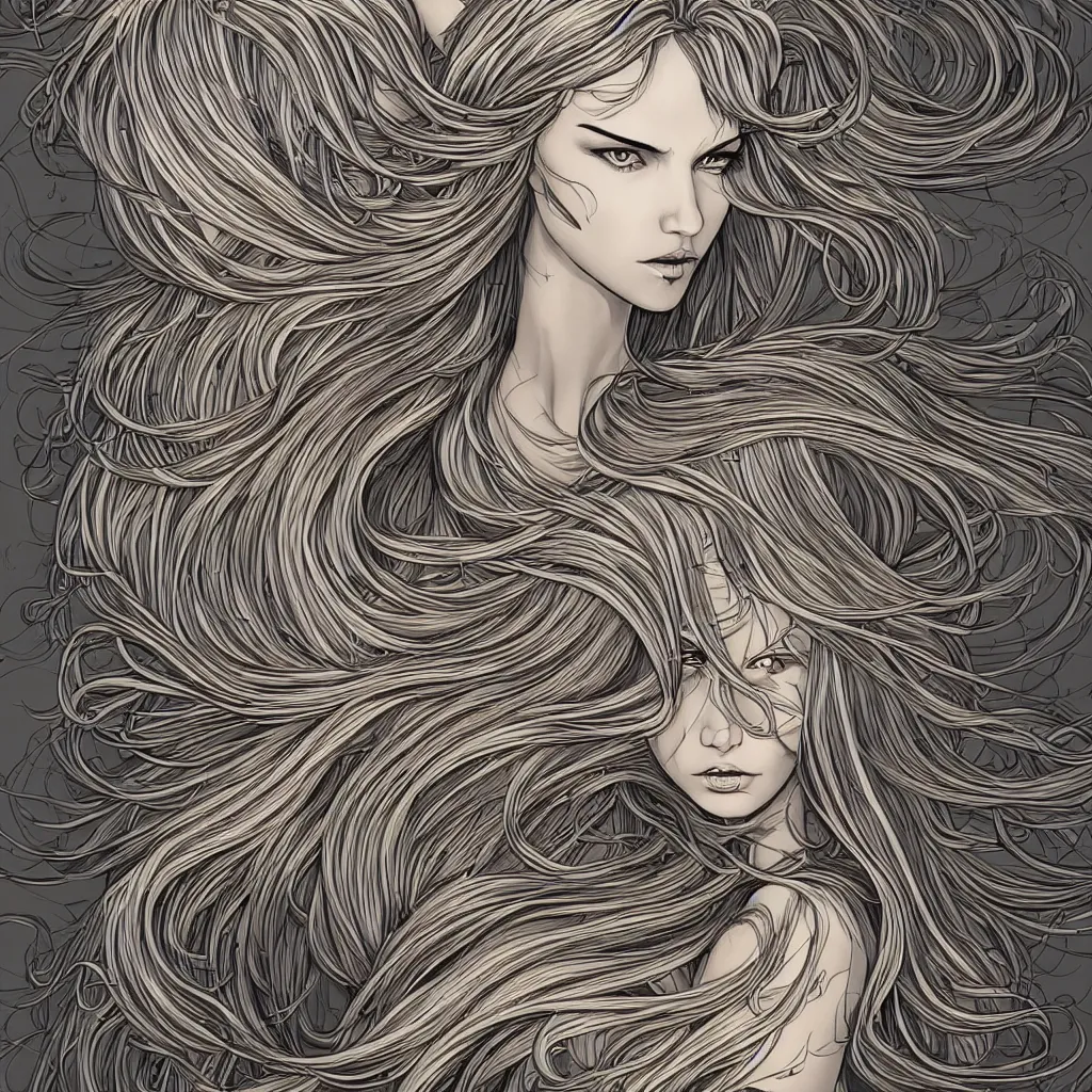 Image similar to gold and silver tones, cybernetic princess, style of moebius, james jean, mcbess, long glowing ethereal hair, cinematic, highly detailed, award winning, 8 k photorealistic