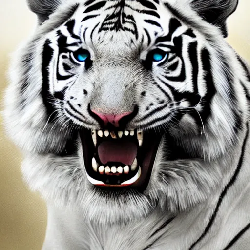 Image similar to white tiger wearing aviators, digital art, very detailed, artstation