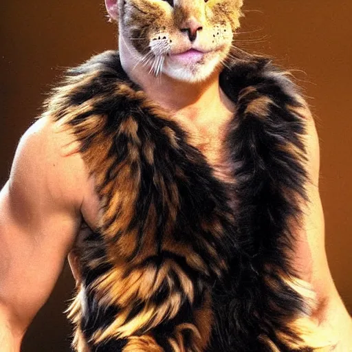 Prompt: 📷 john partridge playing rum tum tugger cat, spike collar, fluffy neck, cats 1 9 9 8 musical 🎶, professional cat makeup, stunning choreography and lighting