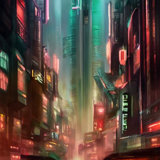 Prompt: futuristic blade runner city by syd mean,