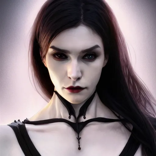 Image similar to perfectly - centered - portrait - photograph of evil vampire, the perfect human female specimen, intricate, elegant, super highly detailed, professional digital painting, artstation, concept art, smooth, sharp focus, no blur, no dof, extreme illustration, unreal engine 5, 8 k, art by artgerm and greg rutkowski and alphonse mucha loish and wlop