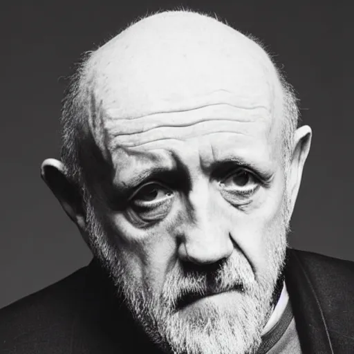 Image similar to mike ehrmantraut pretending to be george carlin on stand up night