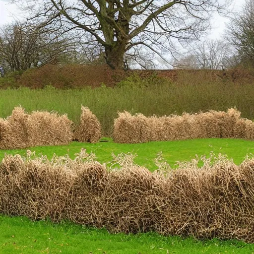 Prompt: A wicker hedge along the heath