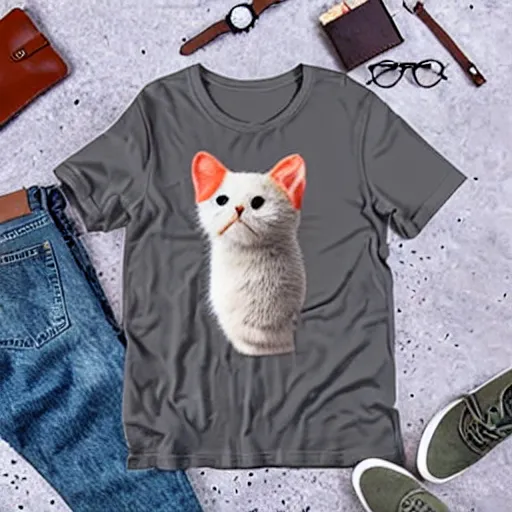 Image similar to cute cat in the pocket of a tshirt