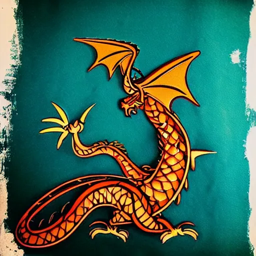 Image similar to “fire breathing dragon, Art Deco”