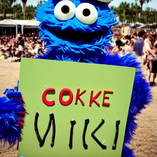 Prompt: Cookie Monster at Coachella