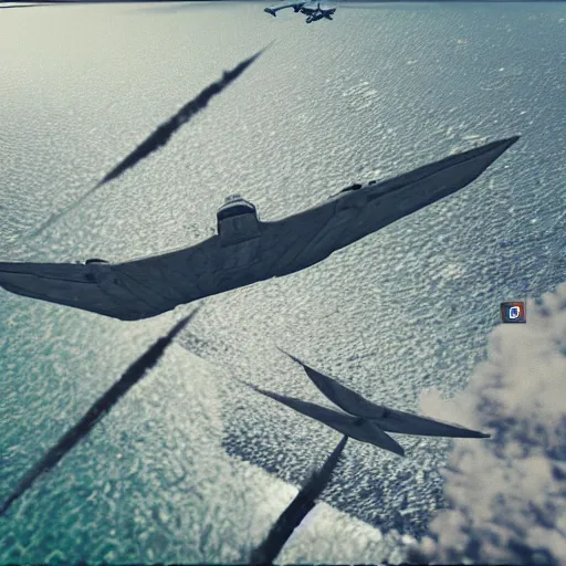 Image similar to birds eye cinematic view normandy landing in the style of call of duty