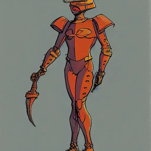 Prompt: concept art, stylized, super exaggerated proportions, concept design, male, science fiction suit, helmet, by mike mignola