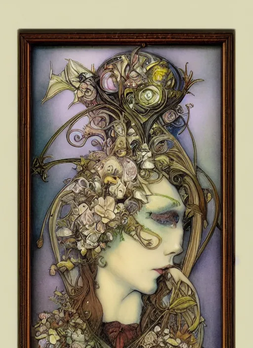 Image similar to an art nouveau picture frame by brian froud