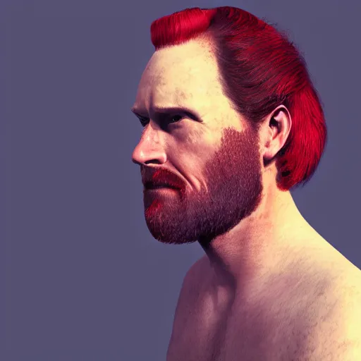 Image similar to a red headed man, cycles render, art, side burns, portrait,