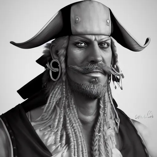 Image similar to a realistic portrait of the pirate whitebeard, edward newgate, trending on artstation