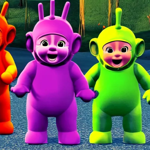 Image similar to The teletubbies on GTA V